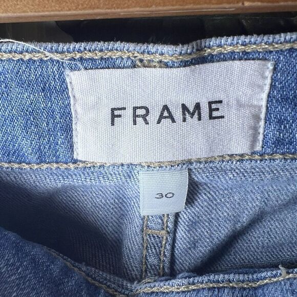 Frame SZ 30 Womens Le Beau Crop Mid Rise Jeans Distressed Raw Hem Walden Rock - Picture 8 of 12